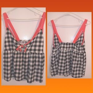 Cute plaid top with orange lining CLEARANCE